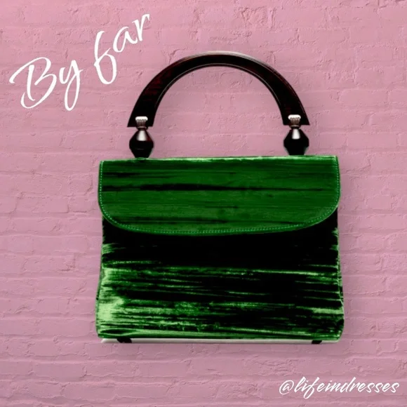 BY FAR Fiona Crushed Velvet Tote emerald Green
